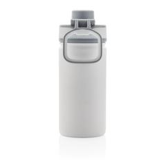 Vue Bouteille isotherme en acier avec bouchon sport de couleur blanc| Krokrodeal