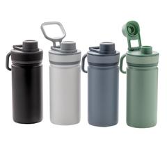 Vue Bouteille isotherme en acier avec bouchon sport de couleur blanc| Krokrodeal