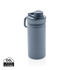 Vue Bouteille isotherme en acier avec bouchon sport de couleur bleu| Krokrodeal