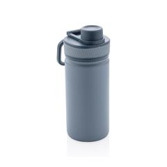 Vue Bouteille isotherme en acier avec bouchon sport de couleur bleu| Krokrodeal