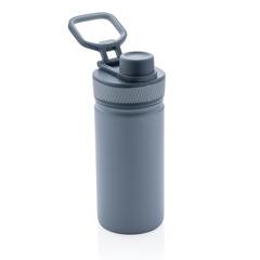 Vue Bouteille isotherme en acier avec bouchon sport de couleur bleu| Krokrodeal