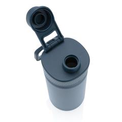 Vue Bouteille isotherme en acier avec bouchon sport de couleur bleu| Krokrodeal