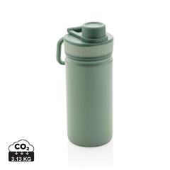 Vue Bouteille isotherme en acier avec bouchon sport de couleur vert| Krokrodeal