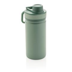 Vue Bouteille isotherme en acier avec bouchon sport de couleur vert| Krokrodeal