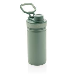 Vue Bouteille isotherme en acier avec bouchon sport de couleur vert| Krokrodeal