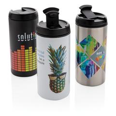 Vue Mug Metro en acier inoxydable recyclé RCS de couleur gris| Krokrodeal