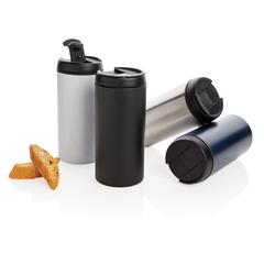 Vue Mug Metro en acier inoxydable recyclé RCS de couleur gris| Krokrodeal