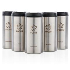 Vue Mug Metro en acier inoxydable recyclé RCS de couleur gris| Krokrodeal