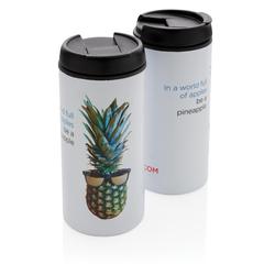 Vue Mug Metro en acier inoxydable recyclé RCS de couleur blanc| Krokrodeal