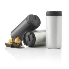 Vue Mug Metro en acier inoxydable recyclé RCS de couleur blanc| Krokrodeal
