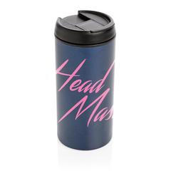 Vue Mug Metro en acier inoxydable recyclé RCS de couleur bleu| Krokrodeal