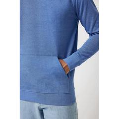 Vue Sweat à capuche en coton recyclé et non teinté Iqoniq Torres de couleur bleu| Krokrodeal