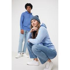 Vue Sweat à capuche en coton recyclé et non teinté Iqoniq Torres de couleur bleu| Krokrodeal