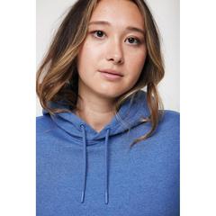 Vue Sweat à capuche en coton recyclé et non teinté Iqoniq Torres de couleur bleu| Krokrodeal