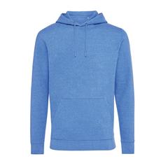 Vue Sweat à capuche en coton recyclé et non teinté Iqoniq Torres de couleur bleu| Krokrodeal