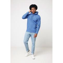 Vue Sweat à capuche en coton recyclé et non teinté Iqoniq Torres de couleur bleu| Krokrodeal
