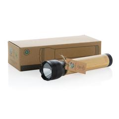Vue Lampe 5W en plastique recyclé RCS et bambou Lucid de couleur marron| Krokrodeal