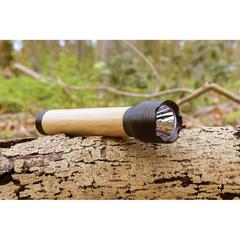 Vue Lampe 5W en plastique recyclé RCS et bambou Lucid de couleur marron| Krokrodeal