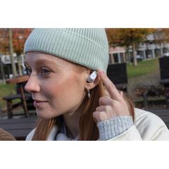 Vue Ecouteurs hybride ANC et ENC Urban Vitamin Gilroy de couleur blanc| Krokrodeal