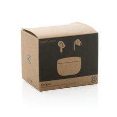 Vue Ecouteur TWS en plastique recyclé RCS et liège Oregon de couleur marron| Krokrodeal