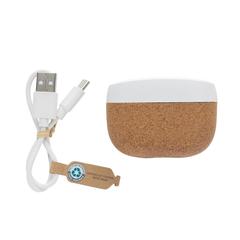 Vue Ecouteur TWS en plastique recyclé RCS et liège Oregon de couleur marron| Krokrodeal