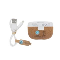 Vue Ecouteur TWS en plastique recyclé RCS et liège Oregon de couleur marron| Krokrodeal