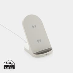 Vue Support sans fil double bobine 15W en plastique recyclé RCS de couleur blanc| Krokrodeal