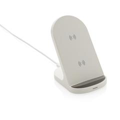 Vue Support sans fil double bobine 15W en plastique recyclé RCS de couleur blanc| Krokrodeal