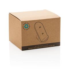 Vue Support sans fil double bobine 15W en plastique recyclé RCS de couleur blanc| Krokrodeal
