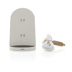 Vue Support sans fil double bobine 15W en plastique recyclé RCS de couleur blanc| Krokrodeal