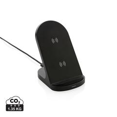 Support sans fil double bobine 15W en plastique recyclé RCS publicitaire pas cher