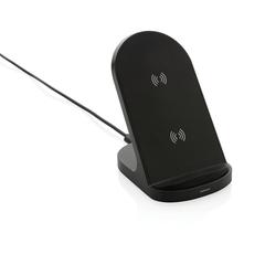 Vue Support sans fil double bobine 15W en plastique recyclé RCS de couleur noir| Krokrodeal