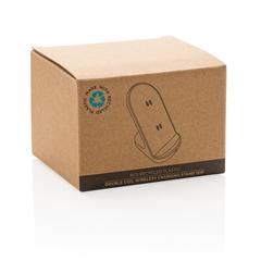 Vue Support sans fil double bobine 15W en plastique recyclé RCS de couleur noir| Krokrodeal