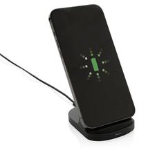 Vue Support sans fil double bobine 15W en plastique recyclé RCS de couleur noir| Krokrodeal