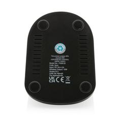 Vue Support sans fil double bobine 15W en plastique recyclé RCS de couleur noir| Krokrodeal