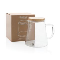 Vue Carafe d'eau 1,2L en verre avec couvercle en bambou Ukiyo de couleur translucide| Krokrodeal