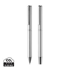 Vue Set de stylos en aluminium recyclé RCS Swiss Peak Cedar de couleur gris| Krokrodeal