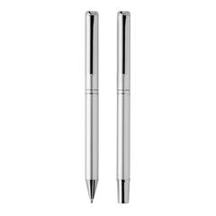 Vue Set de stylos en aluminium recyclé RCS Swiss Peak Cedar de couleur gris| Krokrodeal