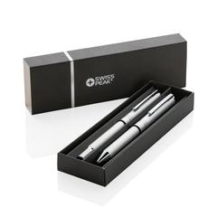 Vue Set de stylos en aluminium recyclé RCS Swiss Peak Cedar de couleur gris| Krokrodeal