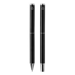Vue Set de stylos en aluminium recyclé RCS Swiss Peak Cedar de couleur noir| Krokrodeal