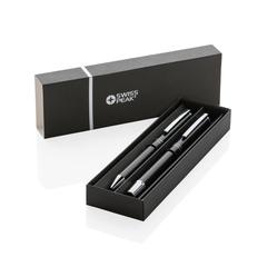 Vue Set de stylos en aluminium recyclé RCS Swiss Peak Cedar de couleur noir| Krokrodeal