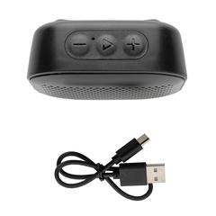 Vue Enceinte 3W en plastique recyclé RCS Soundbox de couleur noir| Krokrodeal
