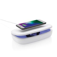 Vue Boîte de stérilisation UV-C avec chargeur sans fil 5W de couleur blanc| Krokrodeal