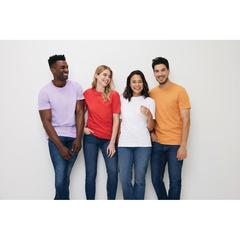 Vue T-shirt en coton recyclé Iqoniq Bryce de couleur bleu| Krokrodeal