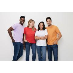 Vue T-shirt en coton recyclé Iqoniq Bryce de couleur bleu| Krokrodeal