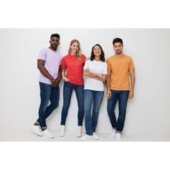 Vue T-shirt en coton recyclé Iqoniq Bryce de couleur bleu| Krokrodeal