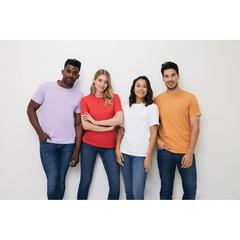 Vue T-shirt en coton recyclé Iqoniq Bryce de couleur bleu| Krokrodeal
