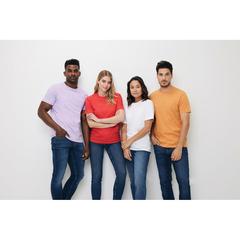 Vue T-shirt en coton recyclé Iqoniq Bryce de couleur bleu| Krokrodeal