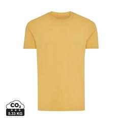 Vue T-shirt en coton recyclé Iqoniq Bryce de couleur jaune| Krokrodeal