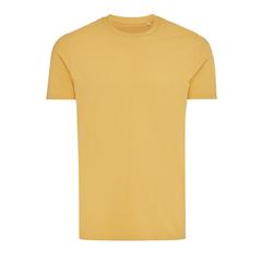 Vue T-shirt en coton recyclé Iqoniq Bryce de couleur jaune| Krokrodeal